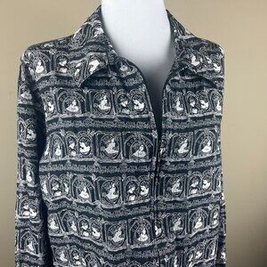 Chico's Silk Blend Long Sleeve Blazer Jacket Size XL (Chico's 3) Black Victorian